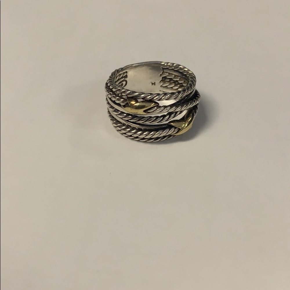 David Yurman Double X Crossover Ring w/ 18K Gold